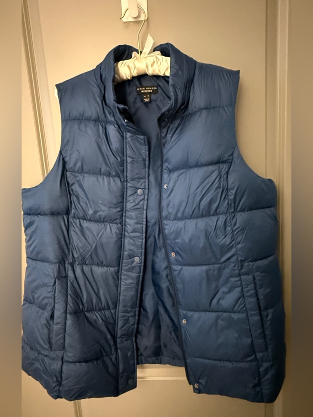 Susan Graver Navy Blue Quilted Puffer Vest